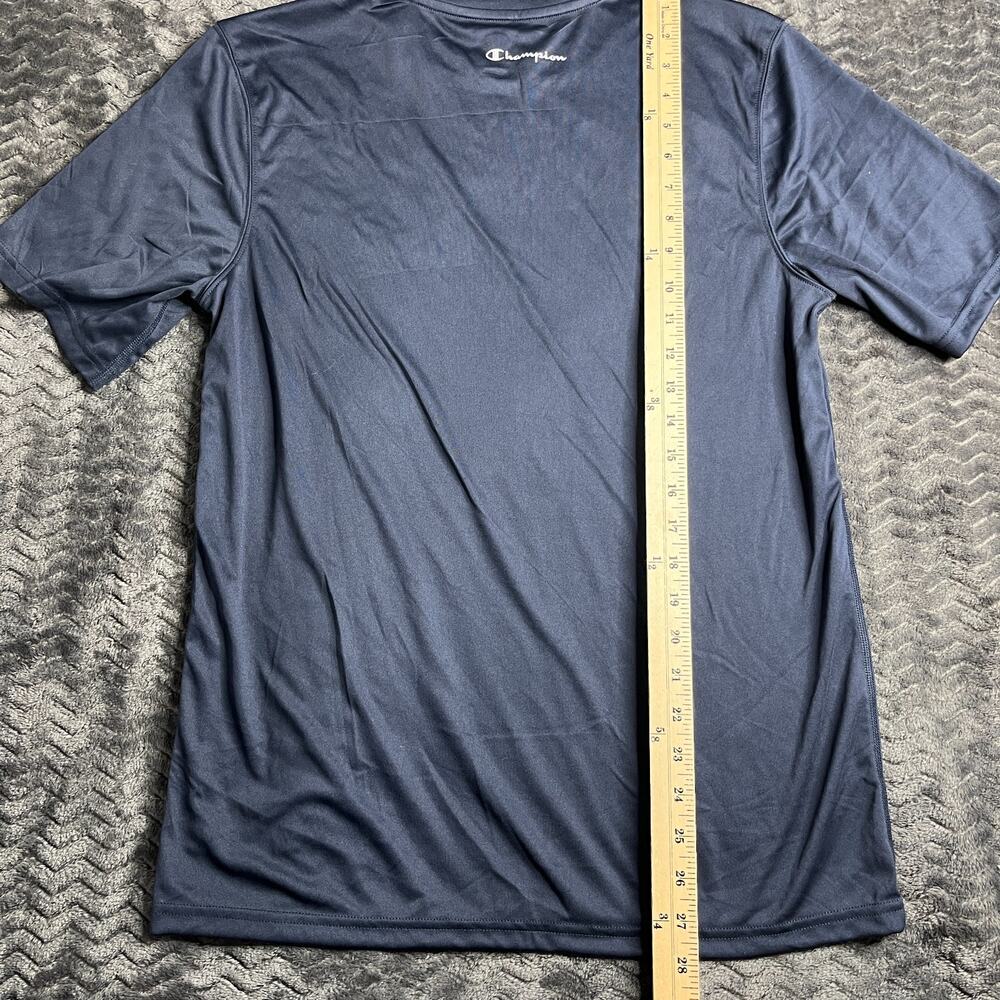 Champion Shirt Mens M Navy Blue Polyester Logo Short Sleeve Athletic - Picture 4 of 5